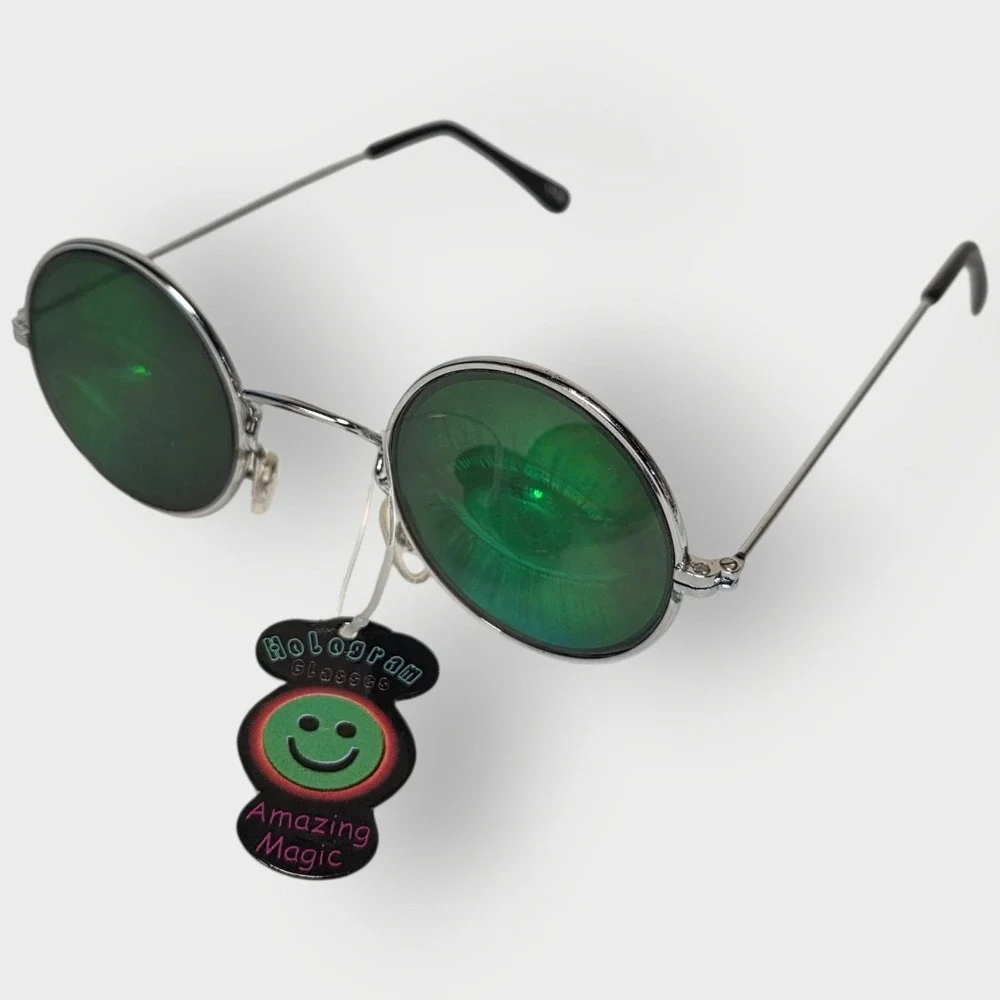 Holographic WIDE HUMAN EYES Sunglasses Glasses‎ Vintage 1990's Halloween Costume